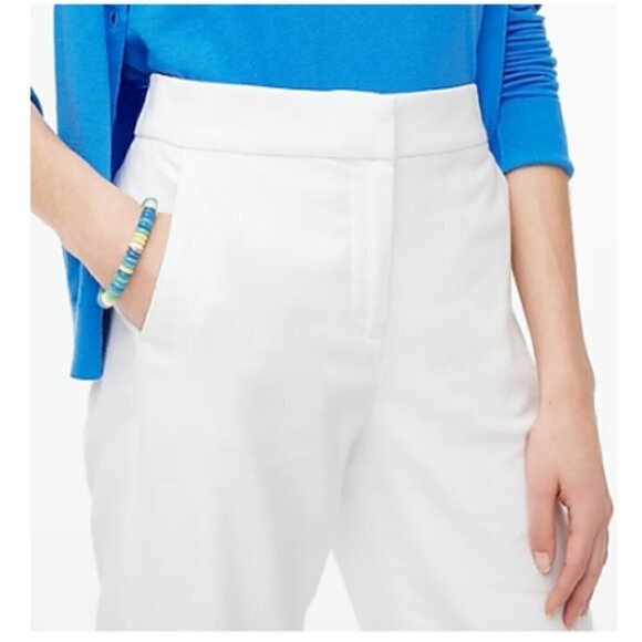 J. Crew Petite Kelsey Flare Pants Linen Blend Cropped White Size 10P NWT - Picture 2 of 9